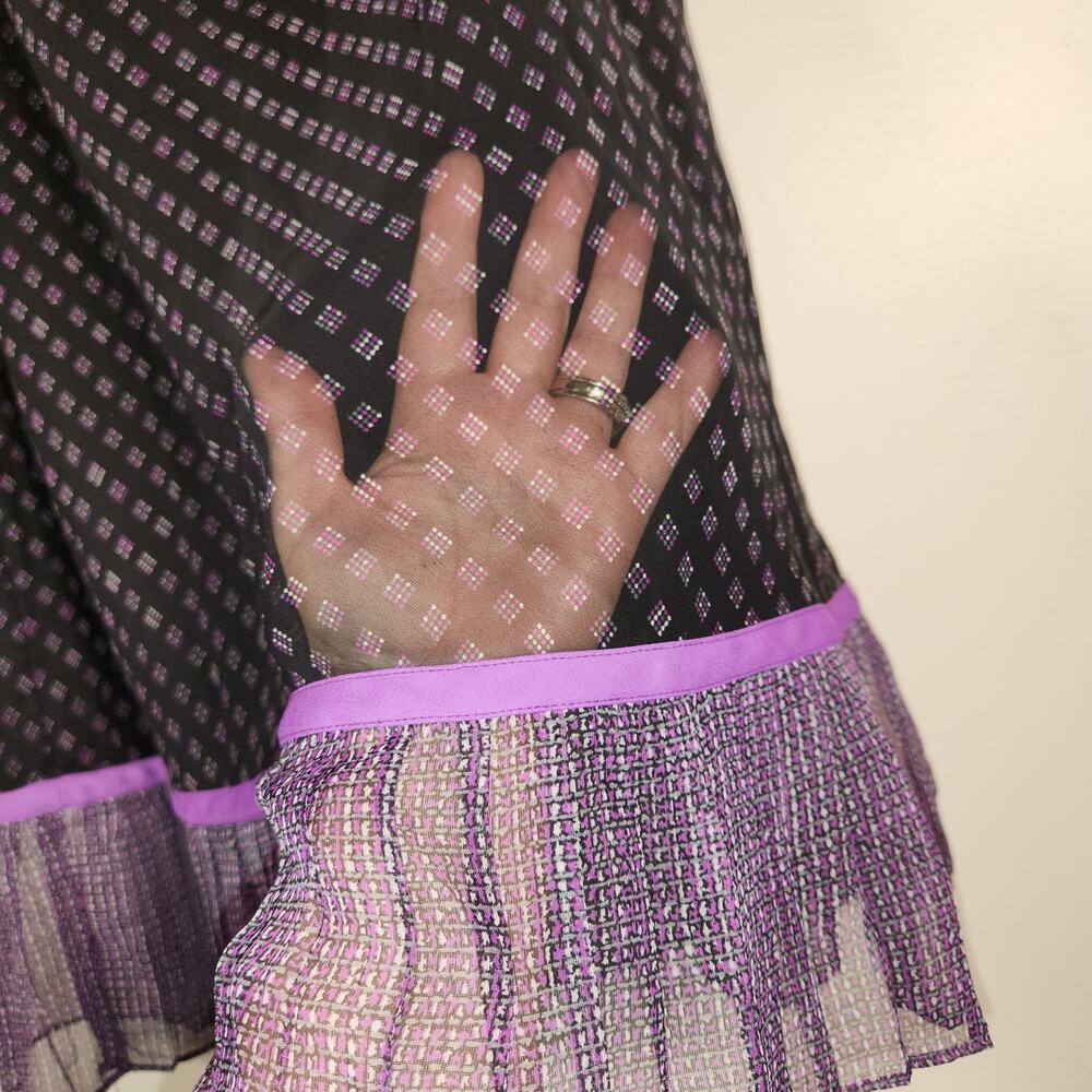 CATO Midi Skirt Women 18/20W Purple Black Sheer Ruffle Ethereal Whimsigoth Retro - Picture 9 of 11